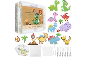 ‎HOMGATY Homgaty 5000 Bügelperlen Dinosaurier Set, Steckperlen 5 mm Perlen mit Steckplatte, 18 Muster, Bügelpapier, Anhänger und Zubehör zum Basteln Handwerk für Kinder Geschenk (Dinosaurier, 5mm)