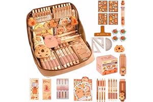 ROINAID Capybara Stifte 51 Stück Capybara Federmäppchen Capybara Mäppchen Capybara Schreibwaren Set Enthält Stifte Clips Lineale Usw Federmäppchen Geeignet für Büro Schule Kinder Studenten Schreibwaren