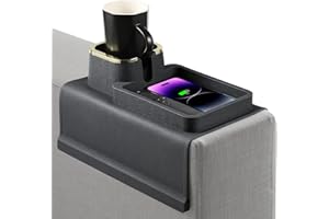 Cinnani Silikonowa taca na sofę, uchwyt na napoje, na sofę, antypoślizgowa, z uchwytem na napoje, antypoślizgowa podstawa, uchwyt na napoje, podłokietnik (czarna)