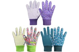 OSDUE Guanti da Lavoro da Giardino per Bambini, Set di 3 Guanti da Giardinaggio per Bambini, Guanti Flower Power da Terra e da Piantagione, 3-6 Anni, 7-9 Anni, Scuola Materna, Junior, Antiscivolo (S)