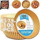 Air Fryer Liners, 100Pcs Air Fryer Paper Liner for 3-5.5-8L Air Fryer Disposable Parchment Paper Liners Non-Stick, Greaseproo