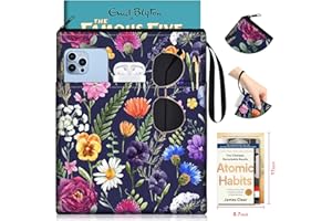 OffiEase Book Sleeve Pouch Cover Protector - Paperback Hard Book Booksleeve with Zipper Reading Accessories for Bookish Lovers Women Readers Colorful Flowers