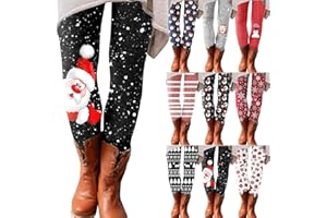 GÉNÉRIQUE Femmes Pantalons Noël Imprimé Élastique Collants d'hiver pour Femme Motif de Noël Slim Casual Leggings Chauds Hiver Leggings 2024