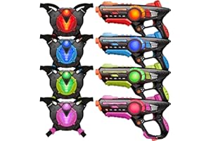 ZIFFY Laser Tag Guns Set mit 4 Westen,Mehrspieler-Lasertag-Schießspiel für Kinder und Erwachsene,Familienspiele für drinnen und draußen,Gruppenaktivität, Geburtstagsgeschenk für Jungen ab 8 Jahren