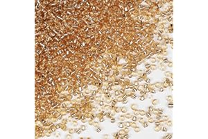 VOOMOLOVE Perline in vetro champagne 12/0 da 2 mm, 110 grammi, circa 9800 pezzi, per realizzare orecchini, bracciali, ciondoli, gioielli per la vita, perline fai da te fatte a mano (nucleo d'argento champagne)