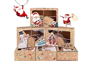 TLOXO 12 Pezzi Scatole Regalo Di Natale Con Finestra, scatole di Cupcake per Biscotti con scatole di bomboniere per finestre Scatole per Confezioni Regalo per Dolci Natalizi