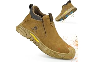 LAoutun Safety Boots Mens Slip on CE Certified Steel Toe Cap Boots Work Shoes Lightweight Splash Proof Safety Shoes Puncture Proof Construction Boot Fashionable Protective Working Boot for Men