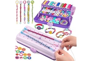 HEWAURORION Kit de fabrication de bracelets d'amitié pour filles avec boîte, kit DIY Arts et Crafts pour enfants de 8 à 12 ans, cadeaux d'anniversaire ou de Noël pour les enfants de 6 à 12 ans Pourpre