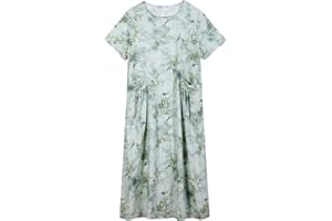 ZIILAY 100% ramii, lekka letnia sukienka damska, letnia długa sukienka w stylu boho, sukienka maxi, sukienka plażowa, sukienka w kwiaty, luźny krój