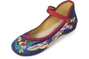 ROYAL VICTORY R&V Fashion Women Shoes Walking Dancing Embroidery Vintage Mary Jane Flats