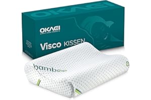 ‎OKAEI OKAEI Memory Foam Kissen mit EXTRA weichem Bambus Kissenbezug - Komfortables Kopfkissen - Ergonomisches Kissen - Kissen für Entspannten Nacken
