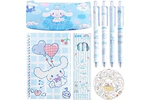 Koiswim Cute School Supplies Set - Gel Pens, Journal Notebook, 50 Stickers, Pencil Cse, Kawaii Stationery Set, Back to School Gift, Blue
