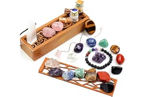 vuUUuv Ensemble de cristaux de guérison et de pierres de chakra, pour la méditation, l'équilibre des chakras, le reiki ou le rituel - Sélénite avec énergie de guérison nettoyante (25 pièces)