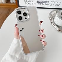 ZTOFERA Custodia a specchio per iPhone 15 Pro, specchio per ragazze e donne, trucco, carino retro rigido lucido+paraurti in morbido TPU trasparente slim fit anti-goccia antiurto custodia protettiva