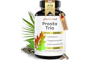 ‎PLANTOMOL Prosta Trio - Prosta Kapseln hochdosiert mit Kürbiskern-Extrakt Sägepalmen-Extrakt & Brennnessel - Prosta Komplex Kapseln - 2 Monatsvorrat