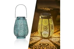 Bonsery Latarnia solarna LED, metalowa, IP65, wodoszczelna, do zewnątrz, dekoracja stołu, taras, balkon, podwórko, ogrodowa, 15