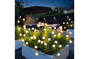 Kizozo Lampade Solari da Esterno 2 Pezzi, Lucciole con 10 Luci LED, Decorazione Giardino IP65 Impermeabile, Bianco Caldo