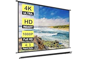 INMOZATA Projector Screen 80inch/169x128cm Wall & Ceiling Mounted Projection Screen with 4:3 Ratio Matte White Screen & Ambient Light Rejecting Movie Screen for Home Theater School Outdoor Indoor