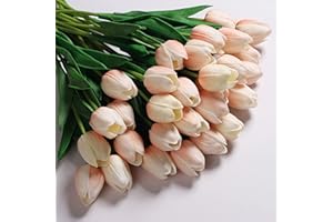 Anaoo 24 tulipani artificiali in lattice, bouquet di fiori artificiali da sposa per la casa, matrimonio, festa, decorazione dell'ufficio, composizioni floreali,