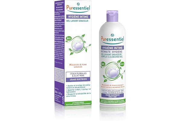Puressentiel - Hygiène Intime - Gel Lavant Douceur aux 3 eaux florales et à l'aloé vera - Bio - Hypoallergénique - Usage quotidien pour muqueuses et peaux sensibles - 500 ml