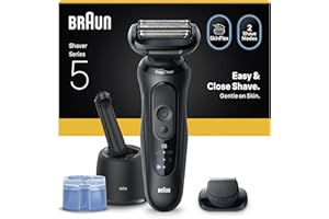 Braun Shaver Series 5 Electric Shaver Men, Wet & Dry Electric Razor for Men, Up to 50 min, 4in1 SmartCare centre, +1 Attachment, Cordless,100 percent Waterproof, 52-N7200CC, Black