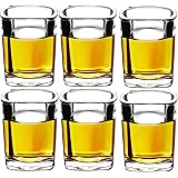 BINZO Shot Glasses Set of 6, 60 ml, Square Shape Shooter Glasses, Heavy Small Size Glasses for Whiskey, Vodka, Espresso Shot,