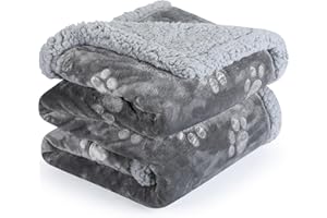 PETTOM Couverture Anti Pipi pour Chien Grande Taille, Plaid Imperméable Animaux, Couverture Polaire Epaisse Hiver Chaude, Moelleuses Peluche Couvertures pour Chiens Chat (Gris,145x127cm)