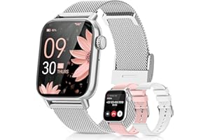 BANLVS Smartwatch damski z funkcją telefonu, 1,85", zegarek fitness z 110+ trybami sportowymi, SpO2, tętno, monitor snu, wodoszczelność IP68, tracker fitness do systemów iOS i Android, srebrny