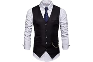 SHOWU RONGKIM Gilet de costume sans manches à double boutonnage, coupe ajustée, pour homme