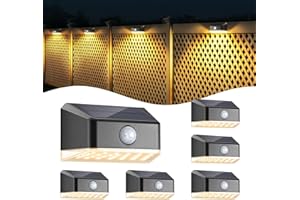 Linkind Solar Fence Lights,27 Led Solar Motion Sensor Lights Outdoor, 6 Pack Waterproof Solar Step Lights,3000k Warm White for Deck,Patio, Fence,Yard,Garden,Garage,Stair,Gate