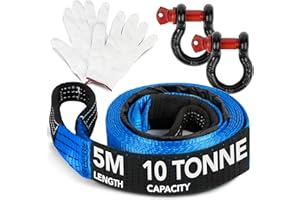 GADLANE Lina holownicza Hi Vis – grubość 5 m x 5 cm, pojemność 10 ton (10 kg) odporny na zużycie poliester ze wzmocnionymi końcami, pasek holowniczy powlekany promieniowaniem UV, wytrzymałe szekle