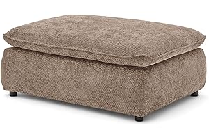 ‎STELLA TRADING Polsterhocker Fußhocker 120 x 88 cm, Sitzhöhe 42 cm, rechteckig, pflegeleichter Stoffbezug, passend zum Big Sofa, Modell Vince, Braungrau