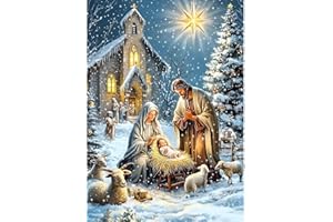 MXJSUA Presepe Di Natale 5D Diamond Painting Kit Completo, DIY Pittura Diamante per Diamond Painting, Fai-da-te Diamond Painting Decorazione per Casa 30x40cm