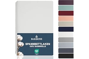 BARBONS Prześcieradło z gumką 140 x 200 cm – 100% bawełna, certyfikat Oeko-Tex, prześcieradło z dżerseju, na łóżko kontynentalne i grube materace do 27 cm, białe, 140 x 200 cm