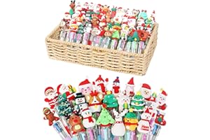 GUDOTRA 50 bolígrafos navideños para niños, regalos de fin de fiesta de cumpleaños, bolígrafos de bola multicolor, gadget de Navidad para niños, accesorios de cumpleaños (50)