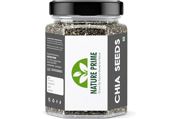Nature Prime chia seeds 250g chia seeds for weight loss Omega-3 Seeds for Eating Non-GMO and Fibre Rich Seeds (Jar pack)