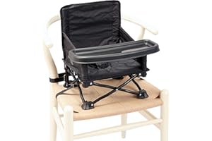 Bambisol 'Chaizounette' Rehausseur Chaise Enfant | Evolutif dès 6 mois, Sac Transport, Siège Camping Enfant | Noir