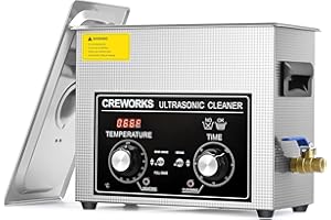 CREWORKS 6.5L 180W Limpiador Ultrasónico Profesional con Calentador y Temporizador Limpiador de Ultrasonidos de Acero Inoxidable Máquina de Limpieza Ultrasónica para Joyas, Reloj y Gafas (6.5L)