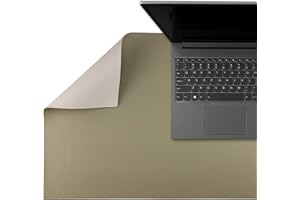 SMART BY LEVIATAN SMART Alfombrilla de Escritorio 80 x 40 cm - Tapete de Oficina - Equipamiento de Oficina en Imitación de Cuero - Protector de Escritorio - Doble Cara, Beige/Verde Oliva