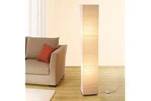 ‎TRANGO Trango 1213 Modern Design Stehlampe *OSLO* Reispapier Lampe in eckig mit beigefarbenem Schirm Stehleuchte 125cm Hoch Wohnzimmer Lampe, Stehleuchte mit Lampenschirm 100% *HANDMADE* ohne Leuchtmittel