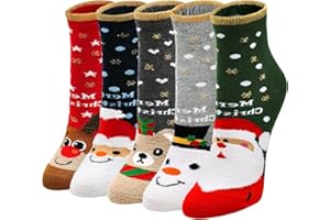 PUTUO Calze Fantasia Donna Calzini Divertenti di Cotone, Calzini di Natale Donna Calze Animali, 5 paia