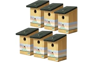 HANDY HOME & GARDEN 6 x Handy Home and Garden Nido di Uccello/Casa per Uccelli in Legno Trattato a Pressione per Uccelli Selvatici e da Giardino - Realizzato Con Legno FSC 100%, Foreste Ecosostenibili Sostenibili
