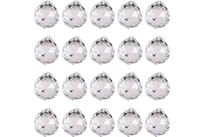 LTHERMELK 20 sztuk kryształowych zawieszek dekoracyjnych, 20 mm, kryształowa kula ze szkła kryształowego, tęczowa kula pryzmatyczna, łapacz słońca, kryształki do zawieszenia, żyrandol, dekoracja okienna,