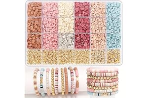 pekifaves Perlen für Armbänder set, 6mm Bunte Clay Beads zum Auffädeln Kit, Perlen armbänder selber machen, für Schmuckherstellung Weihnachten, Freundschaftsarmband Selber Machen