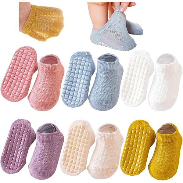 6 Paia Ginocchiere E Calzini Antiscivolo Per Bambini - Cotone Morbido, Protezione Gattonamento (Taglia S 0-1 Anno)