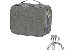 OdiuK Kabeltasche, 3 Layer Elektronische Tasche Mit Datenkabel Kabel Organizer Tasche, Reise Wasserdicht Kabelorganizer Elektronik Zubehör Tasche für Adapter Maus SD Karten Festplatten(Grau)