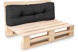 bananair - Cojines para Palets - Tela Resistente, Anti-UV y Repelente al Agua - Muy Cómodo, Relleno de Espuma - Cojines Exterior para Jardín y Terraza (Respaldo 120x40 cm, Negro)