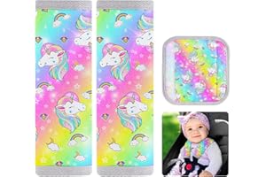 MHJY Copri Cintura di Sicurezza Auto Bambino Copricintura 2 Pezzi Imbottitura Cintura Sicurezza Bambini Protezione Cuscino per Passeggino Neonato Infante Ragazze Ragazzi