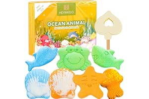 HEYMKGO Bombe da Bagno Bambini 8 Pezzi Bombe da Doccia Animale Dell'oceano Bombe da Bagno Profumate Ricche Di Oli Essenziali Friendly & Cruelty Free Regalo per Donna Bambini Compleanno