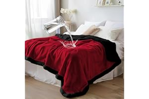 Bedding Aid Couverture imperméable standard pour canapé et lit – Polaire Sherpa double face, propre et sans taches, idéale pour l'amour et la détente, rouge velours / obsidienne noire, plaid douillet